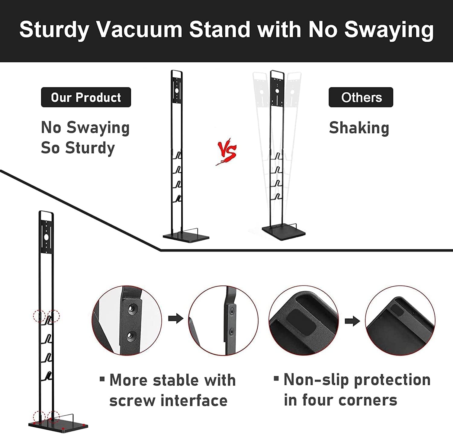 Foho Black 50 Metal Freestanding Vacuum Stand for Dyson V-Series Vacuums Retail $30.00
