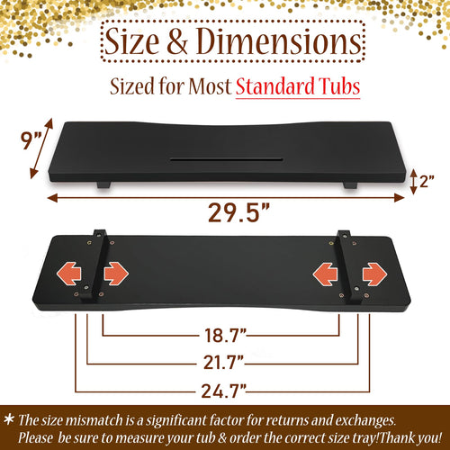 Black Bamboo Bathtub Tray 29.5 Inch