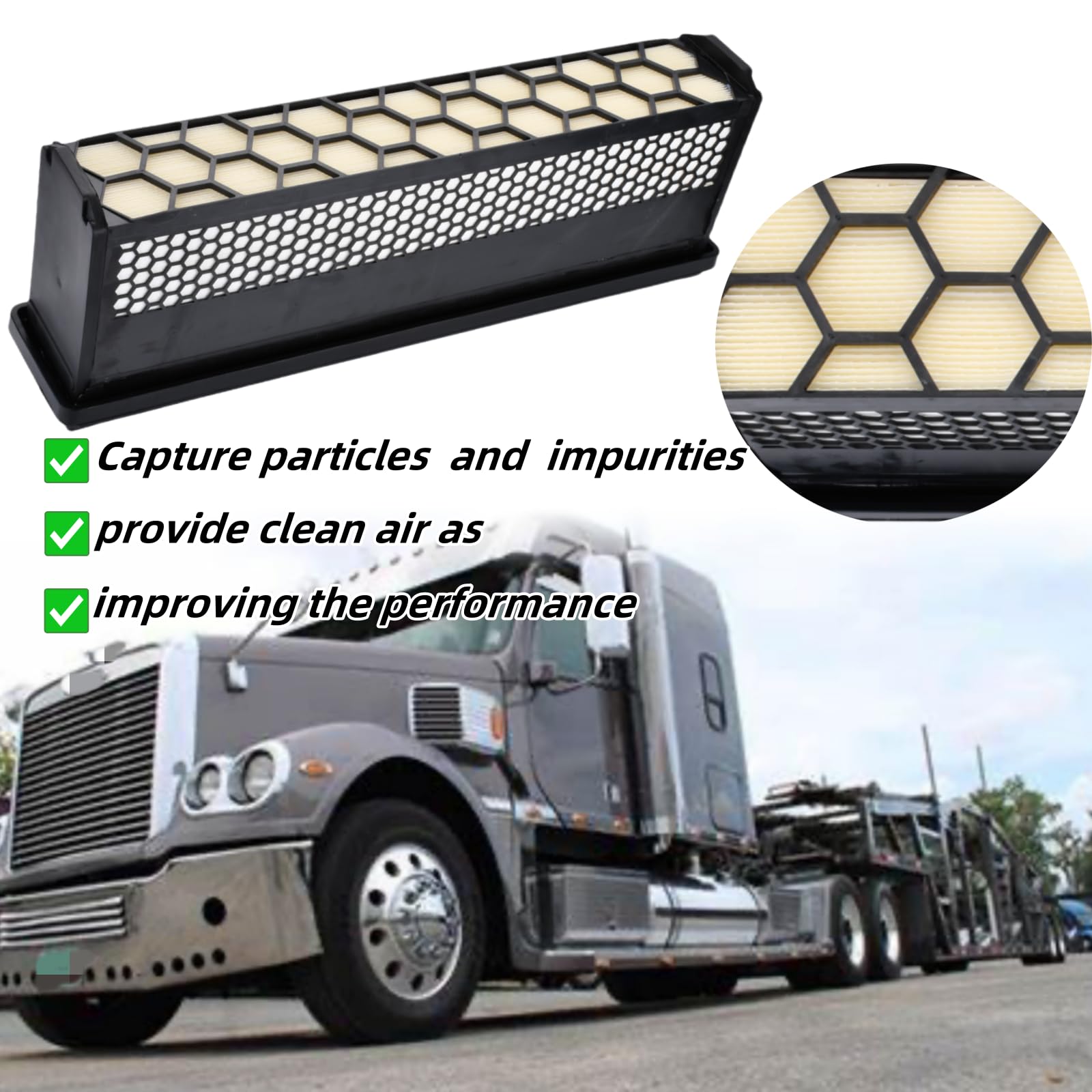PAGOTORTAUS High Flow Engine Air Filter Compatible with Freightliner Cascadia 2008-2017,122SD 2014-2016,Coronado 2010-2016 Replaces AF27879 CA5790 83478 P618478 CA11249 LAF6260 Retail $59.00