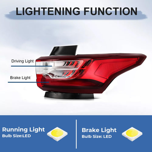 '-2021 Chevy Traverse LED Tail Light Assembly Rear Left Driver Side Red