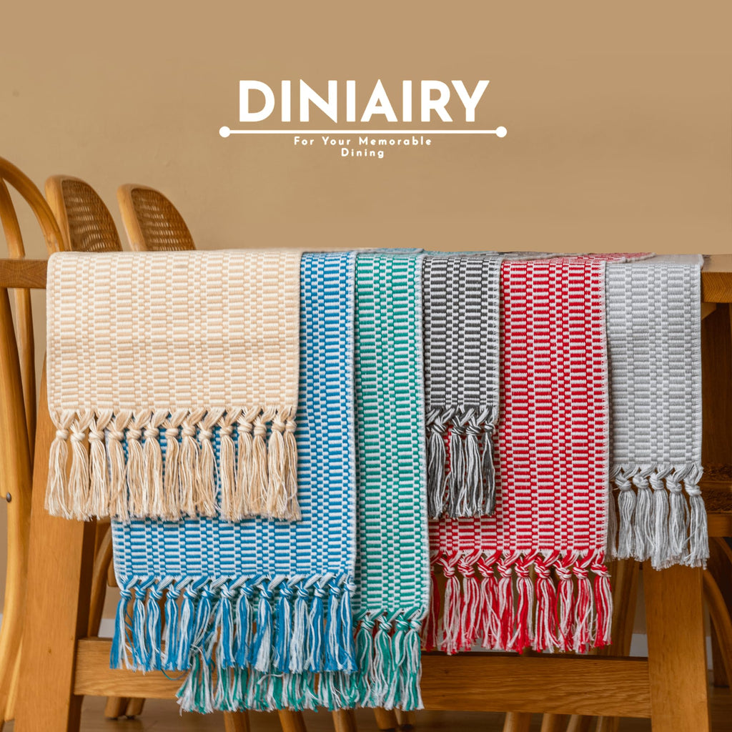 White Teal Blue Farmhouse Woven Table Runner 72 Inch Retail $29.00
