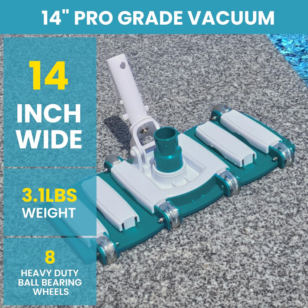 5 x 30ft Swimming Pool Vacuum Hose Kit with Weighted Rotatable Head  Wheels