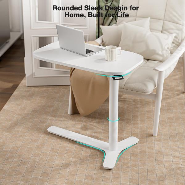 Adjustable Pneumatic Mobile Overbed Table 30 W x 17.7 D White