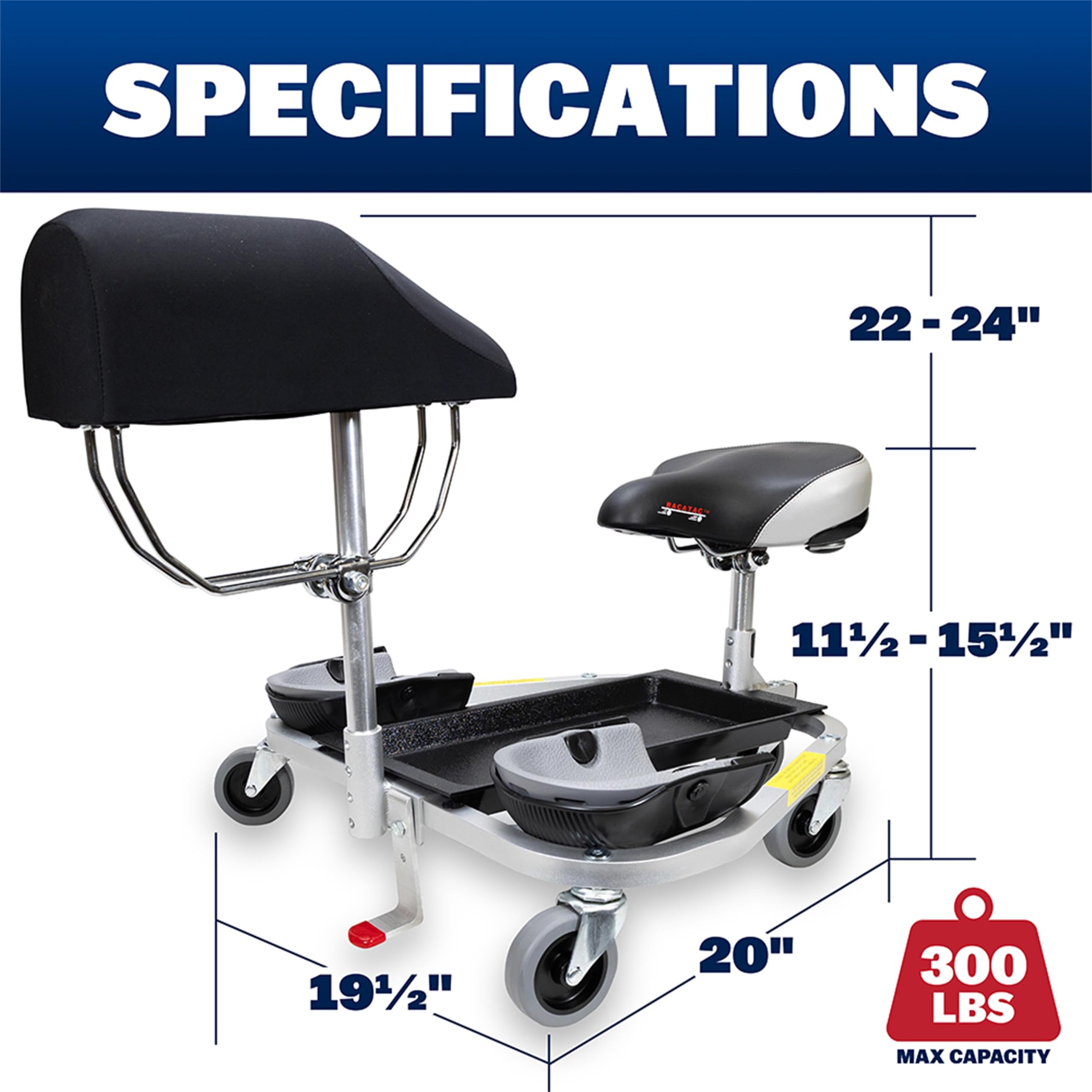 Racatac Kneeling Sitting Creeper with Chest Support 3-Inch Casters $231.75