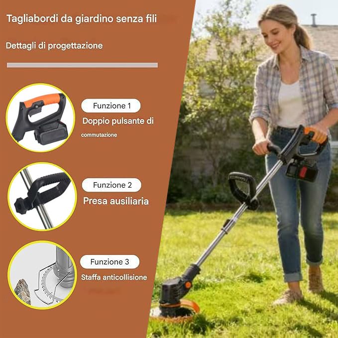 Open-Box New BOUJHYN 21V Cordless String Trimmer with 2x 2.0Ah Batteries Retail $89.00