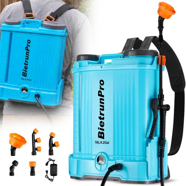 2 Gallon Battery Powered Backpack Sprayer with Mixer 0-100 PSI