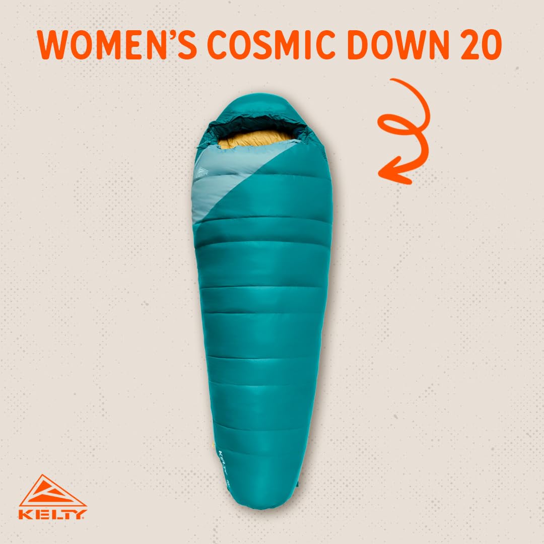 Open-Box New Kelty Cosmic 20 Degree 550 Down Fill Womens 3-Season Sleeping Bag - Deep Lake Teal