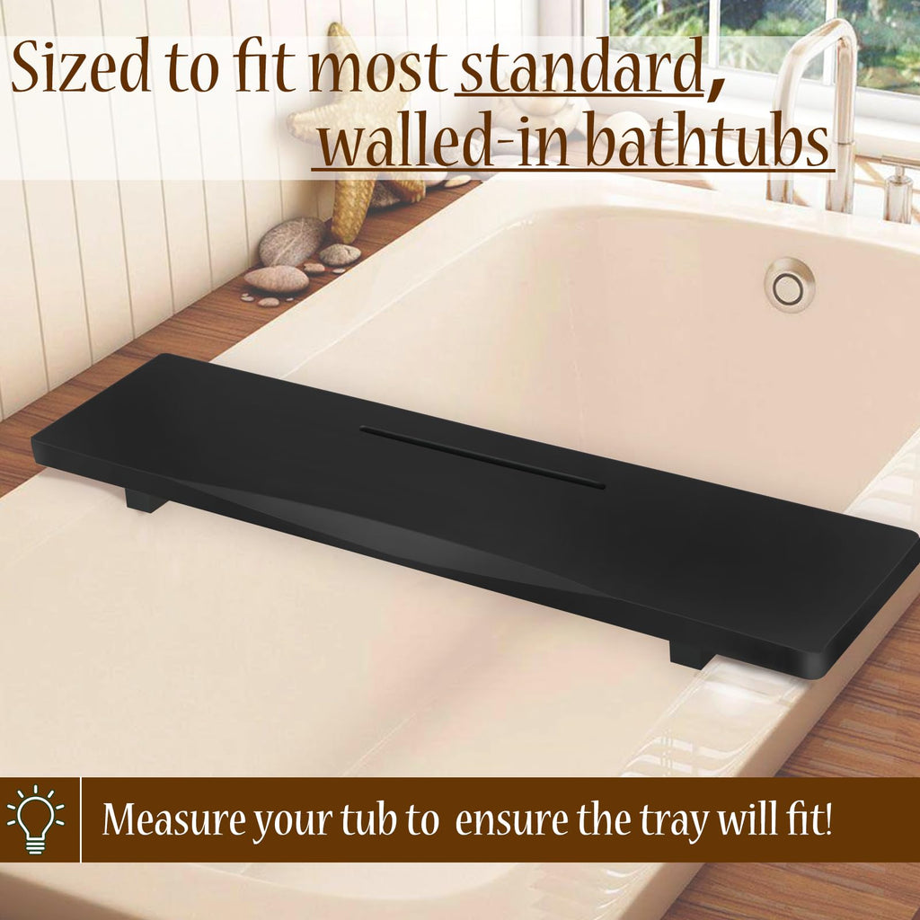 Black Bamboo Bathtub Tray 29.5 Inch