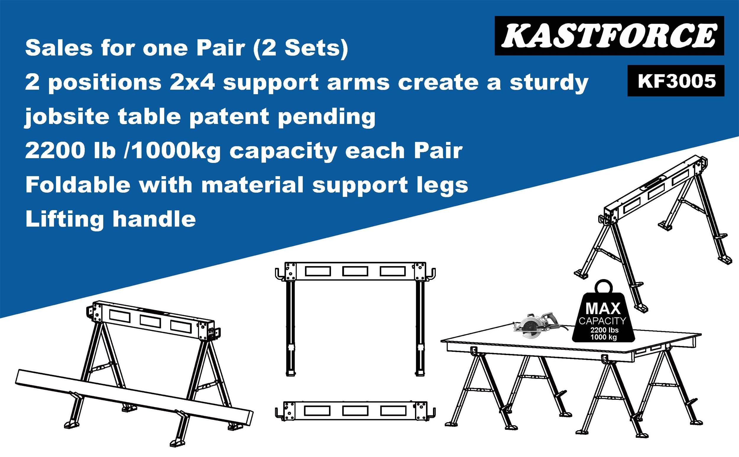 Heavy Duty Folding Sawhorse 2200 lb Capacity Twin Pack Blue KF3005