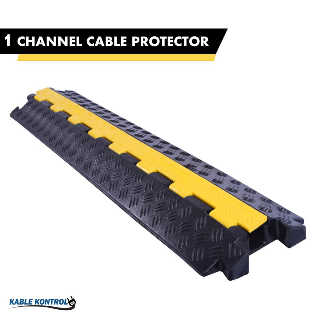 Heavy Duty 1 Channel Cable Protector Ramp Atlas CP9896 Black  Yellow 39 L 24000 Lbs