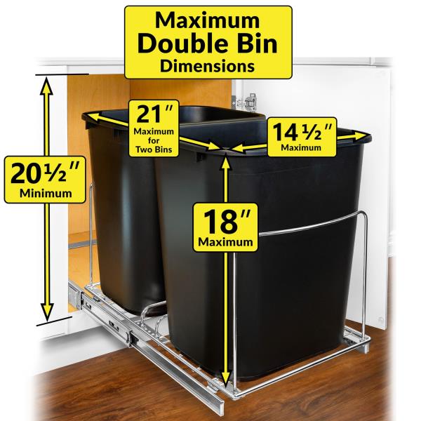 Double Pull Out Trash Can Slider for Under Cabinet
