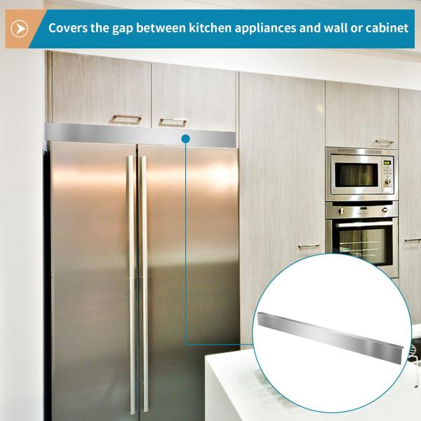 Stainless Steel Universal Gap Filler 36 x 3 x 1 Kitchen Appliance Gap Cover