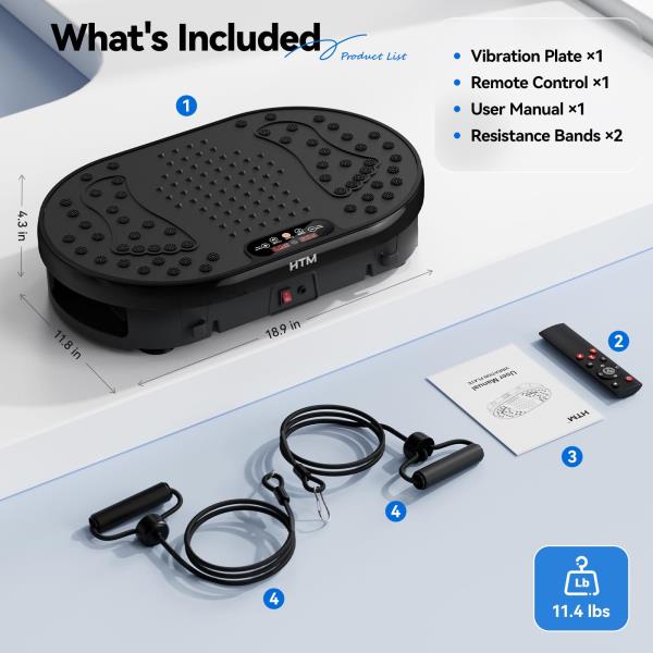 HTM Vibration Plate, Vibration Plate for Lymphatic Drainage, 9 Modes & 120 Speeds, Shake Plate with Resistance Bands Slot & Remote, 300 Lbs Load, Fat Burning Weight Loss Home Fitness Workout Retail $39.00