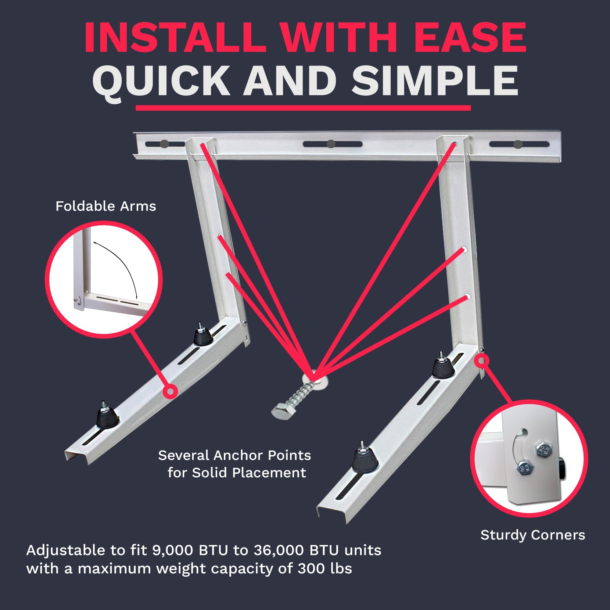 DuctlessAire Outdoor Wall Bracket - Mini Split Mounting Bracket - Ductless Air Conditioner Wall Mount - Mini Split AC/Heating System Accessories for Window AC, HVAC, Heat Pump & More (9000-36000 BTU) Retail $32.00