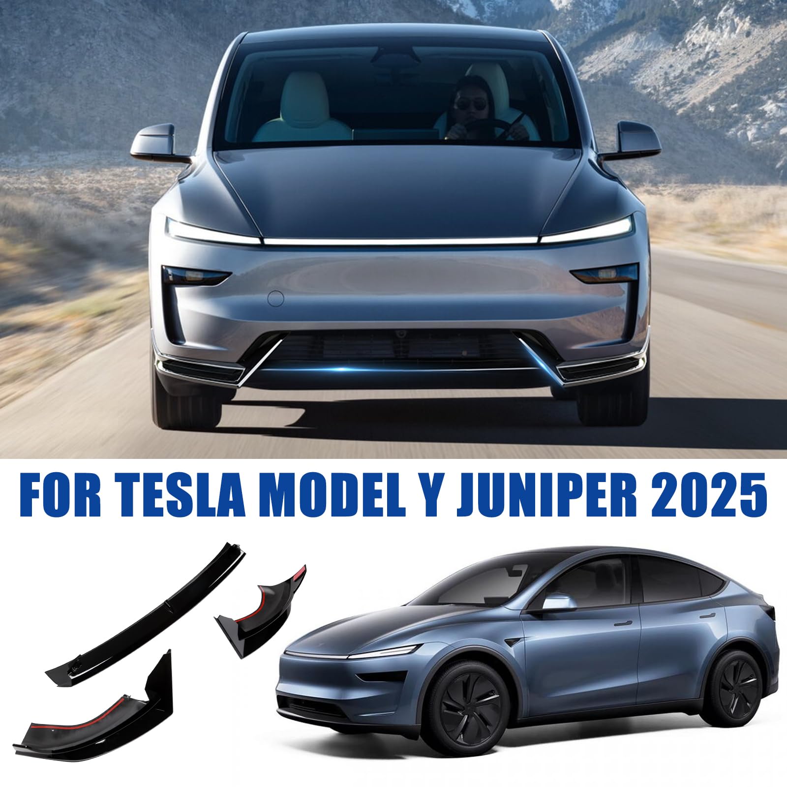 Tesla Model Y Bumper Lip Glossy Black ABS