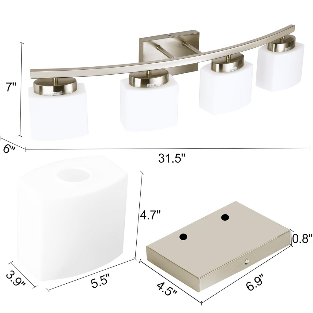 As-Is New Dosoty 4-Light Brushed Nickel 31.5 Vanity Light Fixture Retail $99.00