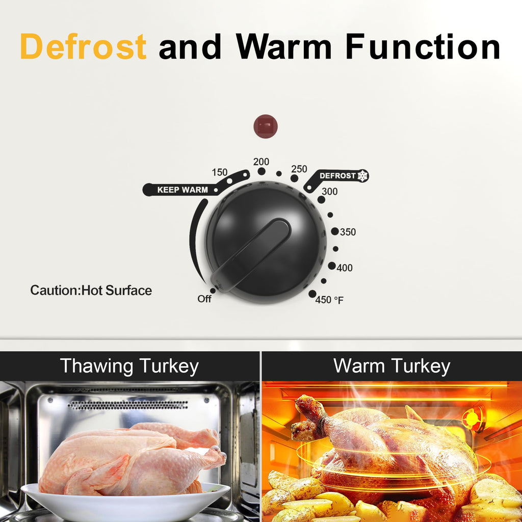 -Quart Electric Roaster Oven with Self-Basting Lid  DefrostWarm Function White