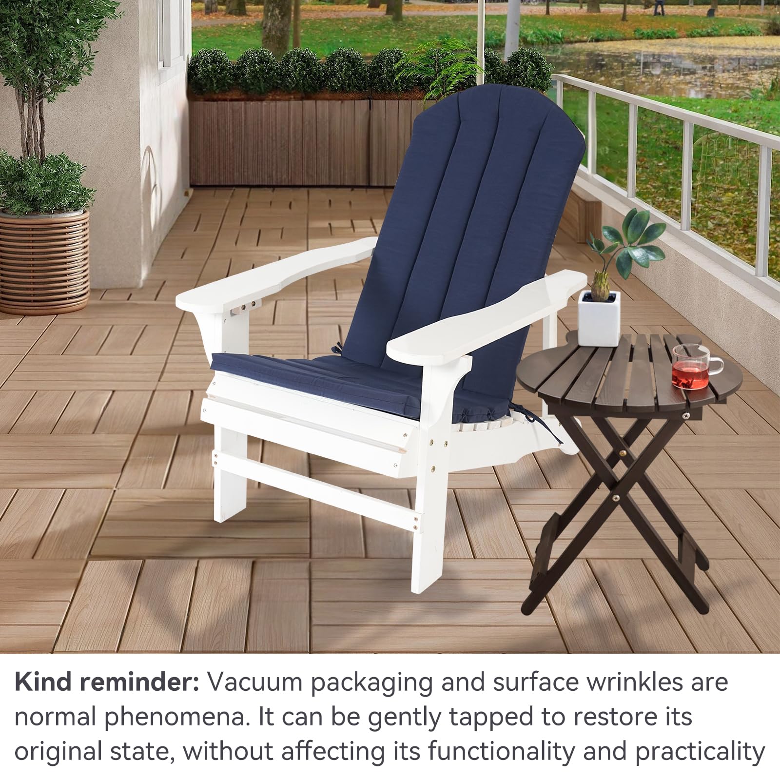 Adirondack Chair Cushion Set of 2 19.7x18.9x1.5 Inch Navy $42.00