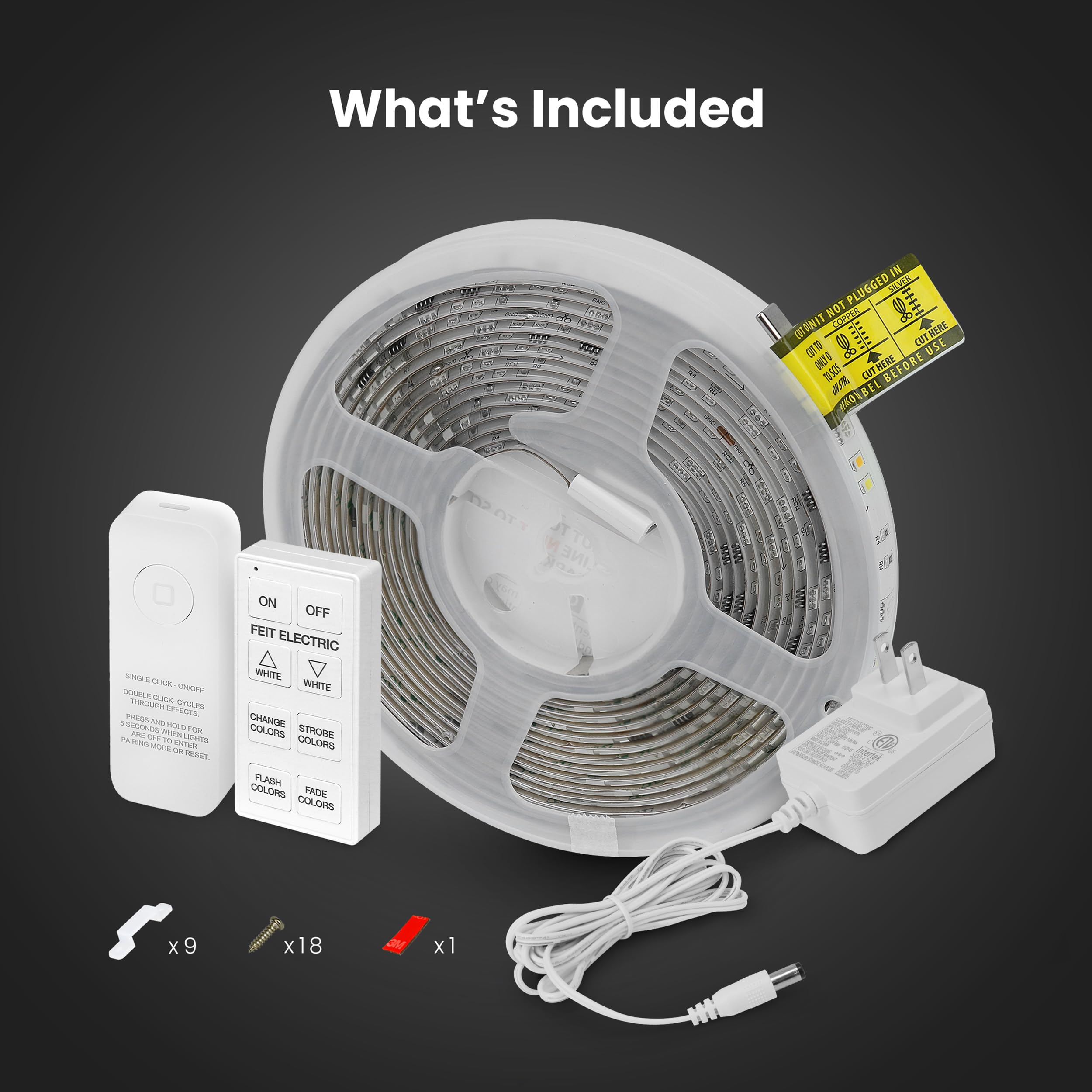 Feit Electric 16FT Ultrathin RGBW Color Chasing LED Light Strip Wi-Fi Alexa Google Retail $39.00