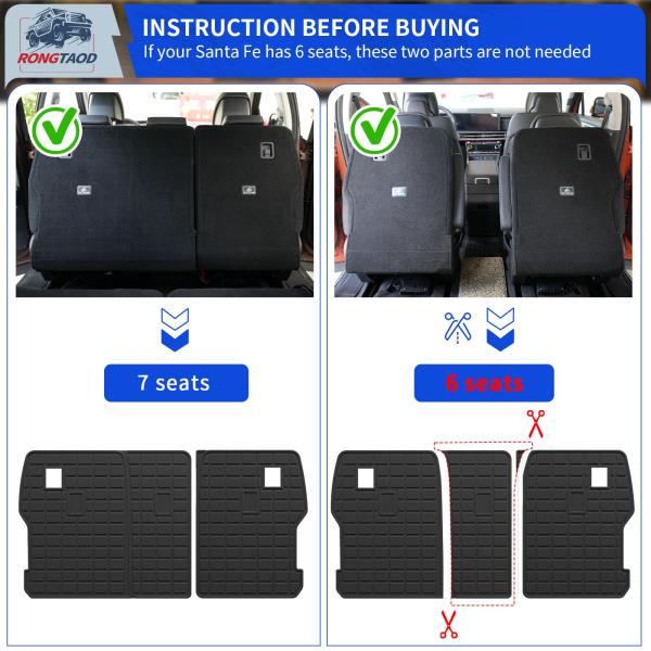 PCS Floor Mats Set for 2024-2026 Hyundai Santa Fe Cargo and Backrest Mats