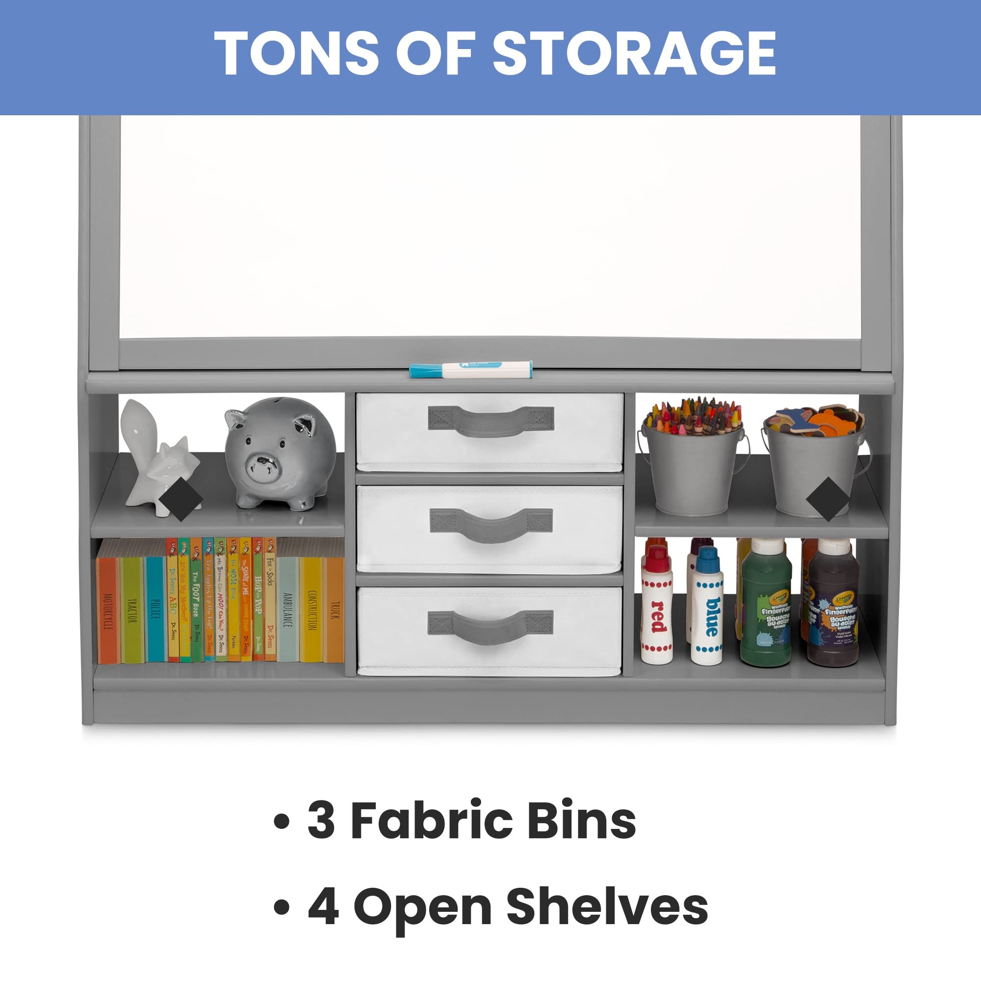 Delta Children at-Home Artist Center - Deluxe Double-Sided Easel and Storage Unit, Grey Retail $119.00