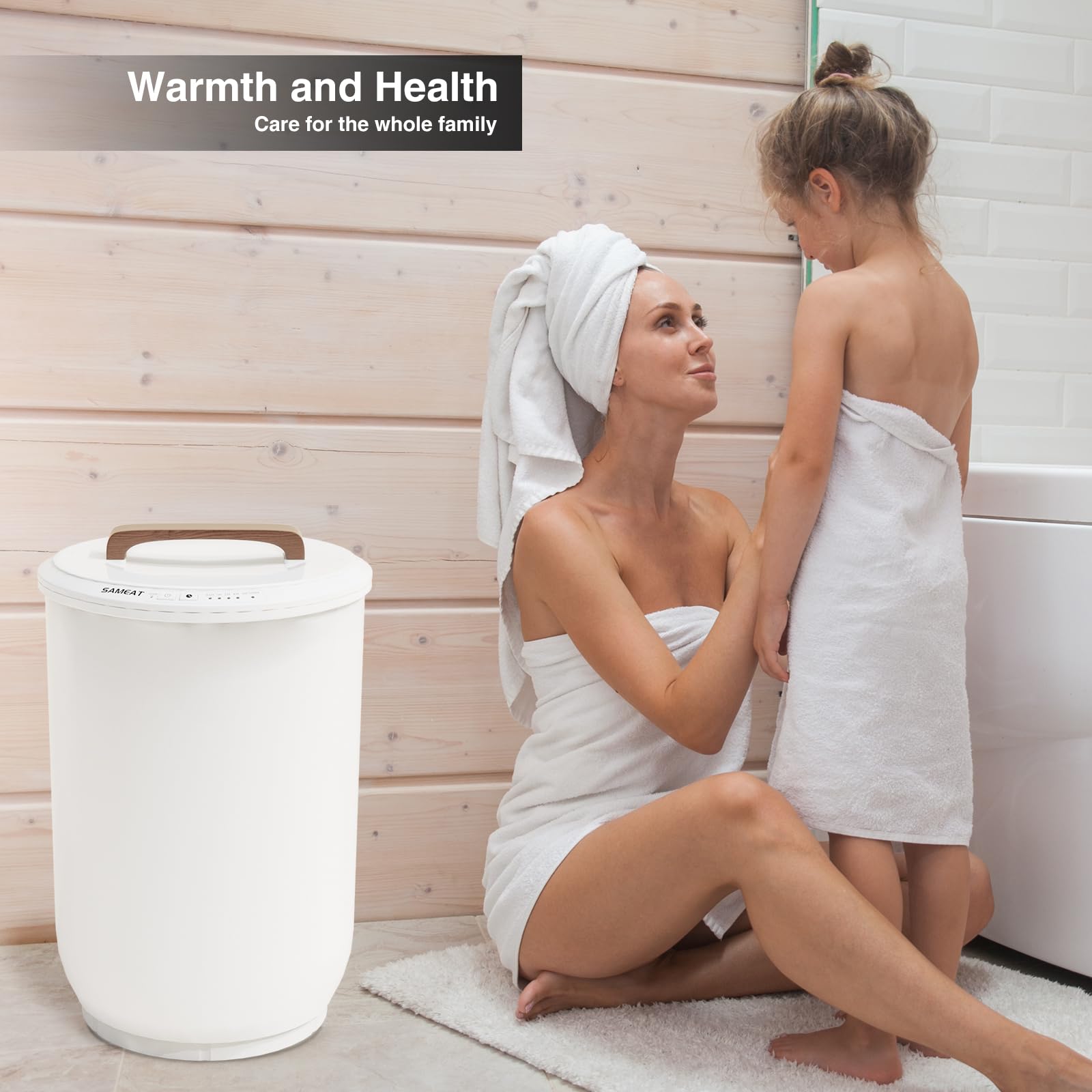 Extra Large Towel Warmer Bucket - Fits 2 Towels 4 Timer White