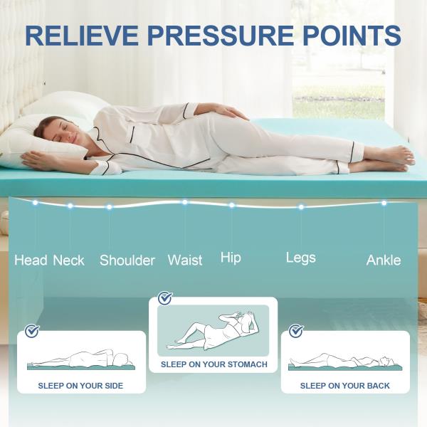 Inch Gel Infused Memory Foam Mattress Topper Twin XL Ventilated Soft Blue
