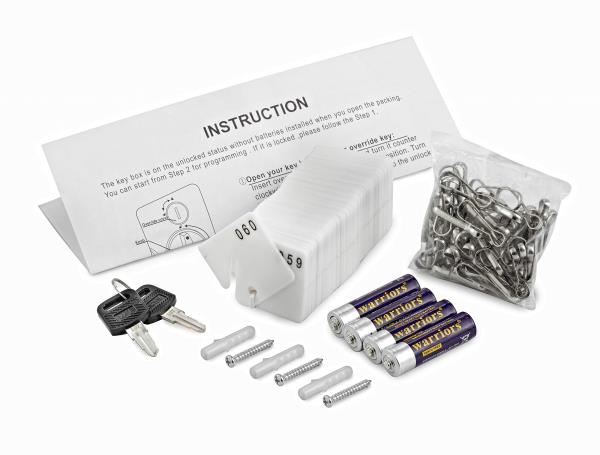 60-Key Wall Mount Lock Box with Digital Code White