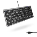 Open-Box New Macally Small USB Wired Compact Keyboard - 78 Scissor Keys Space Gray Retail $29.00