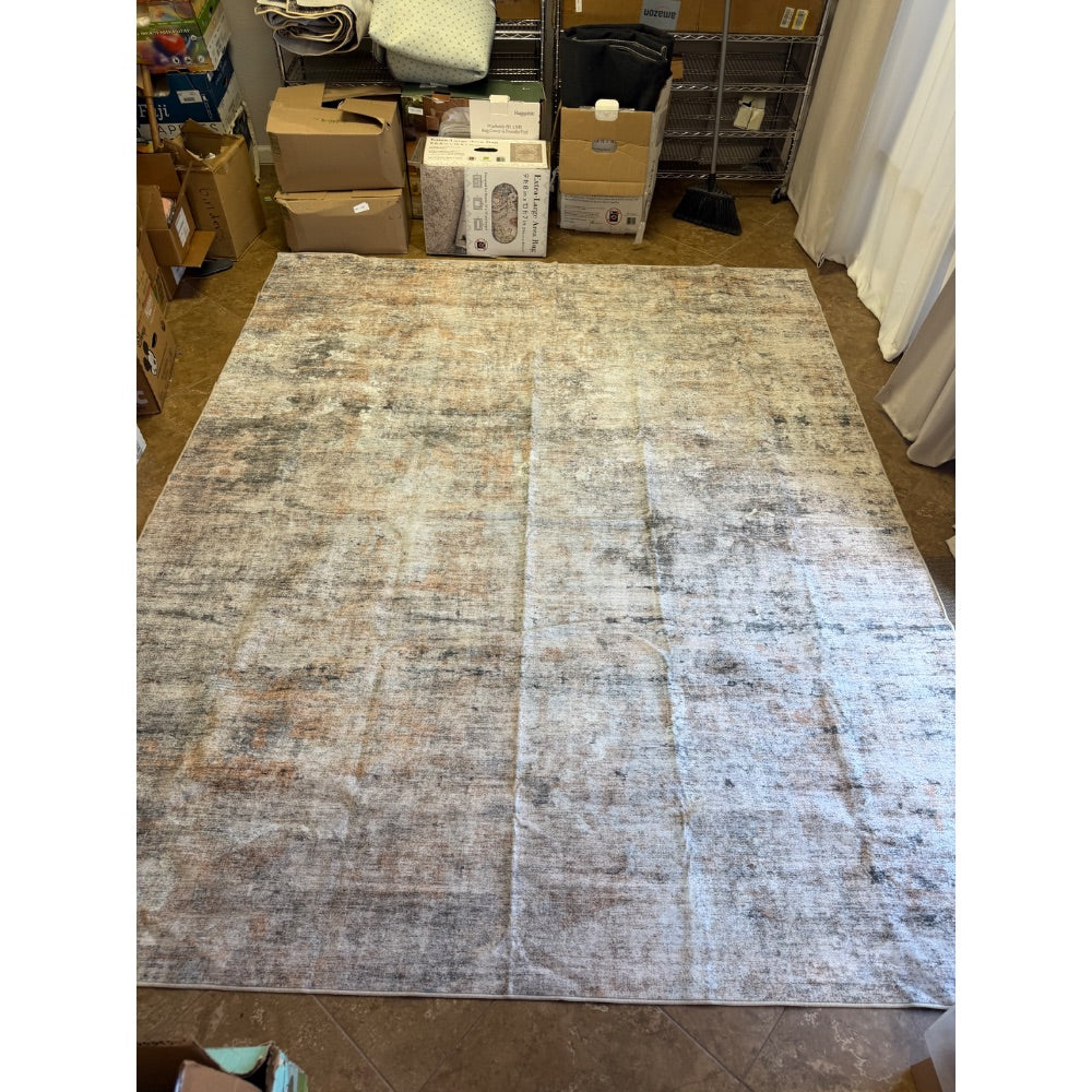 Washable Area Rug 8x10 Neutral Modern Abstract Soft Thin Non-Slip Brown Grey