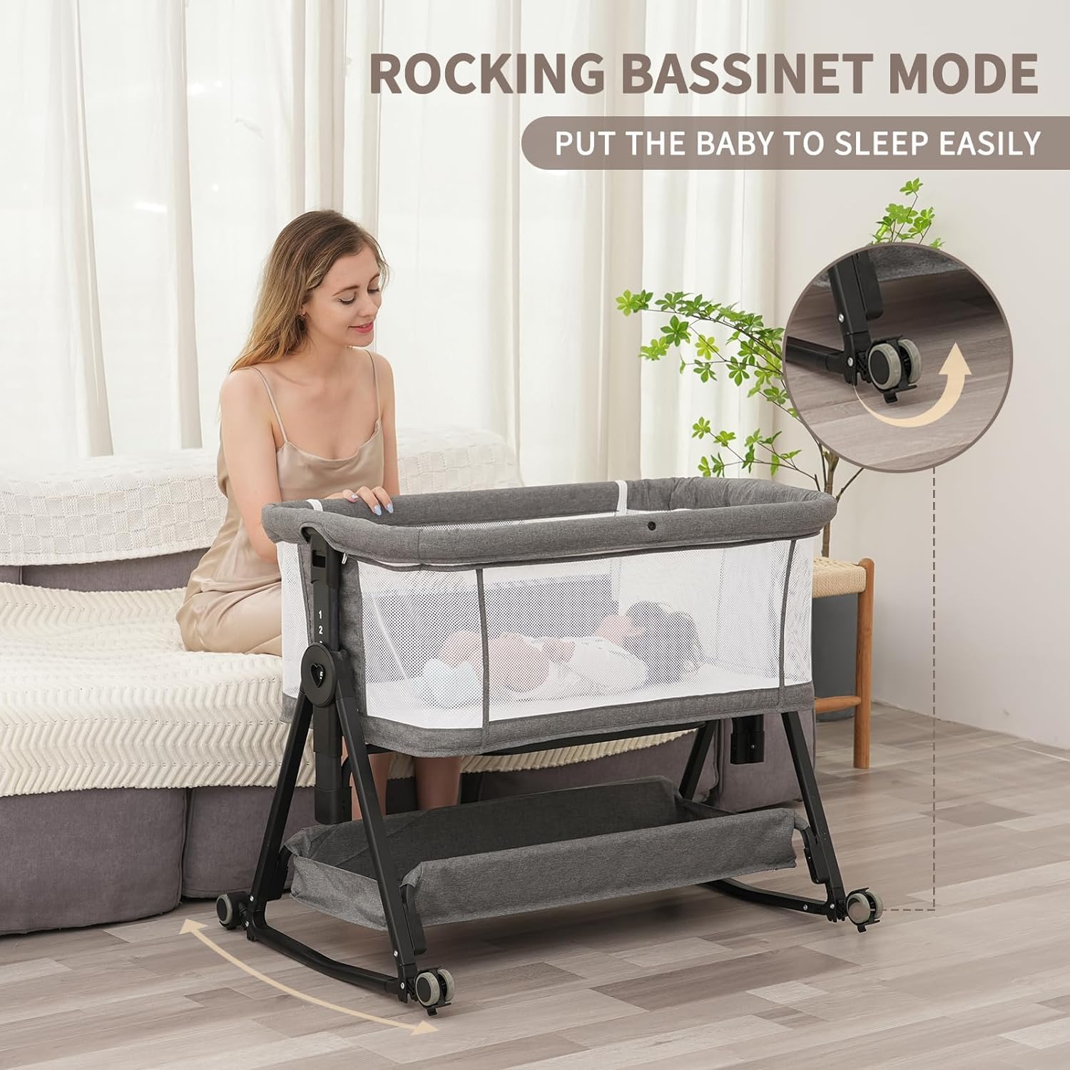 New Jestonten 3-in-1 7-Height Adjustable Baby Bassinet Bedside Sleeper Retail $139.00