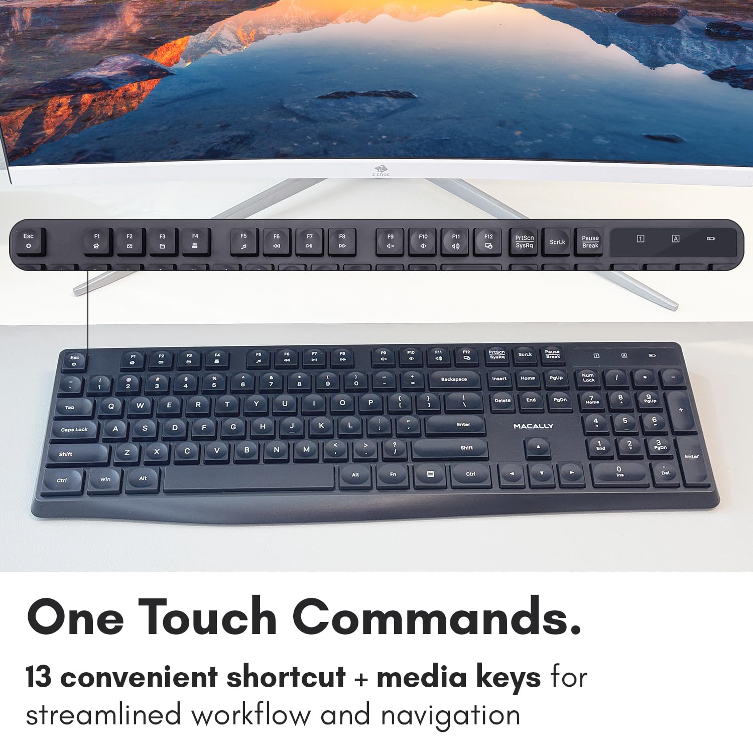 Open-Box New Macally 2.4G Wireless Keyboard - Full Size Quiet Keys for PC - Computer Keyboard Retail $14.00