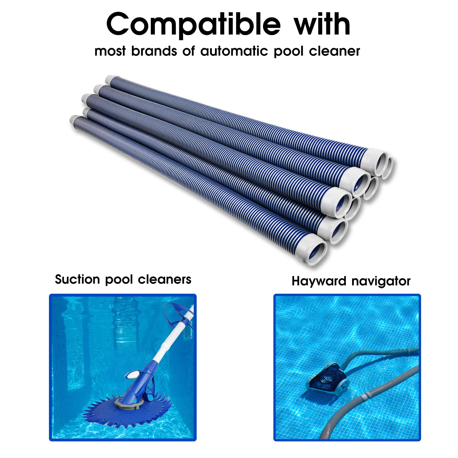 Gray-Blue 8-Piece 1.5-inch Automatic Pool Vacuum Hose Retail $49.00