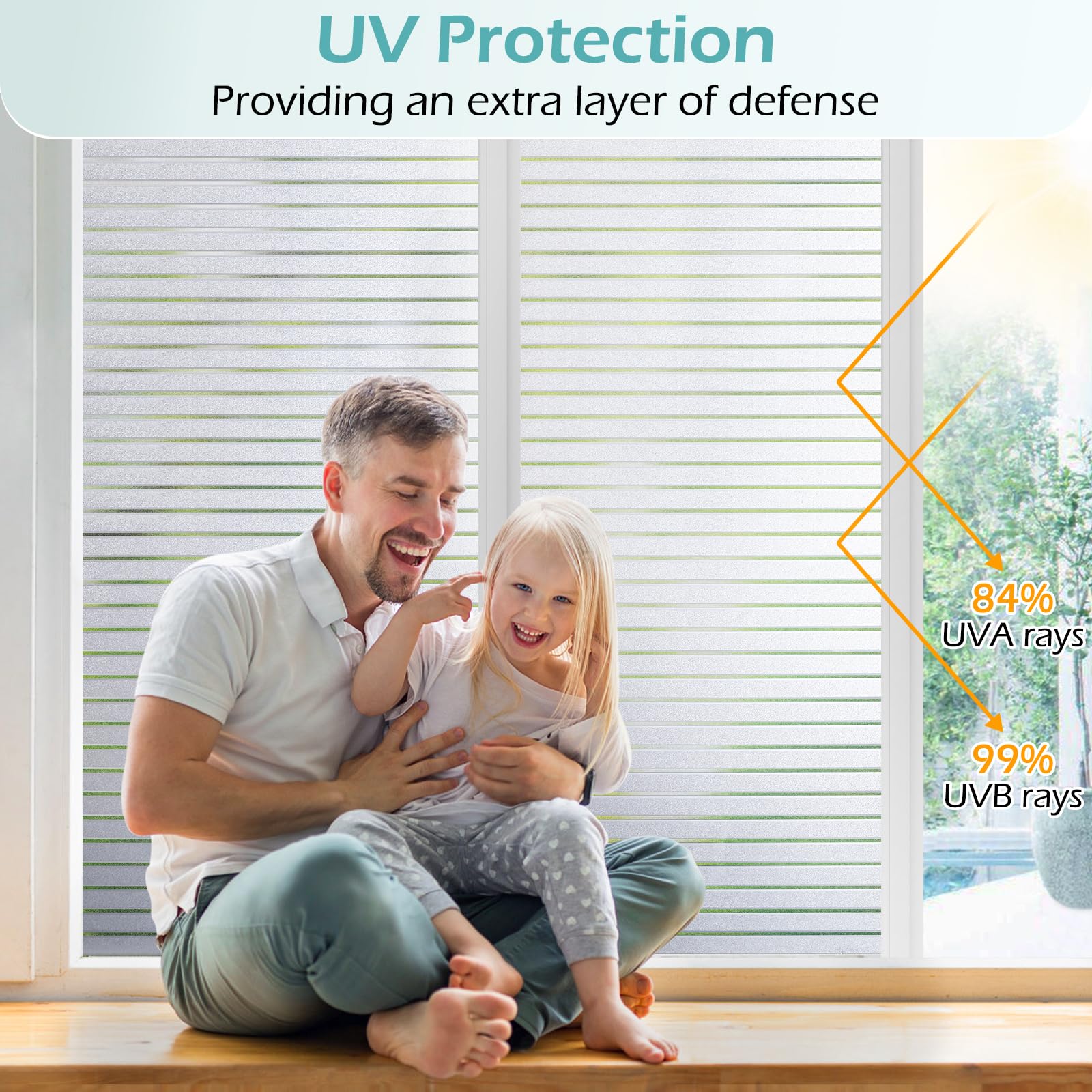 Frosted Glass Window Film Static Cling Striped Privacy Cover 23.6 x 78.7 Inches $18.00