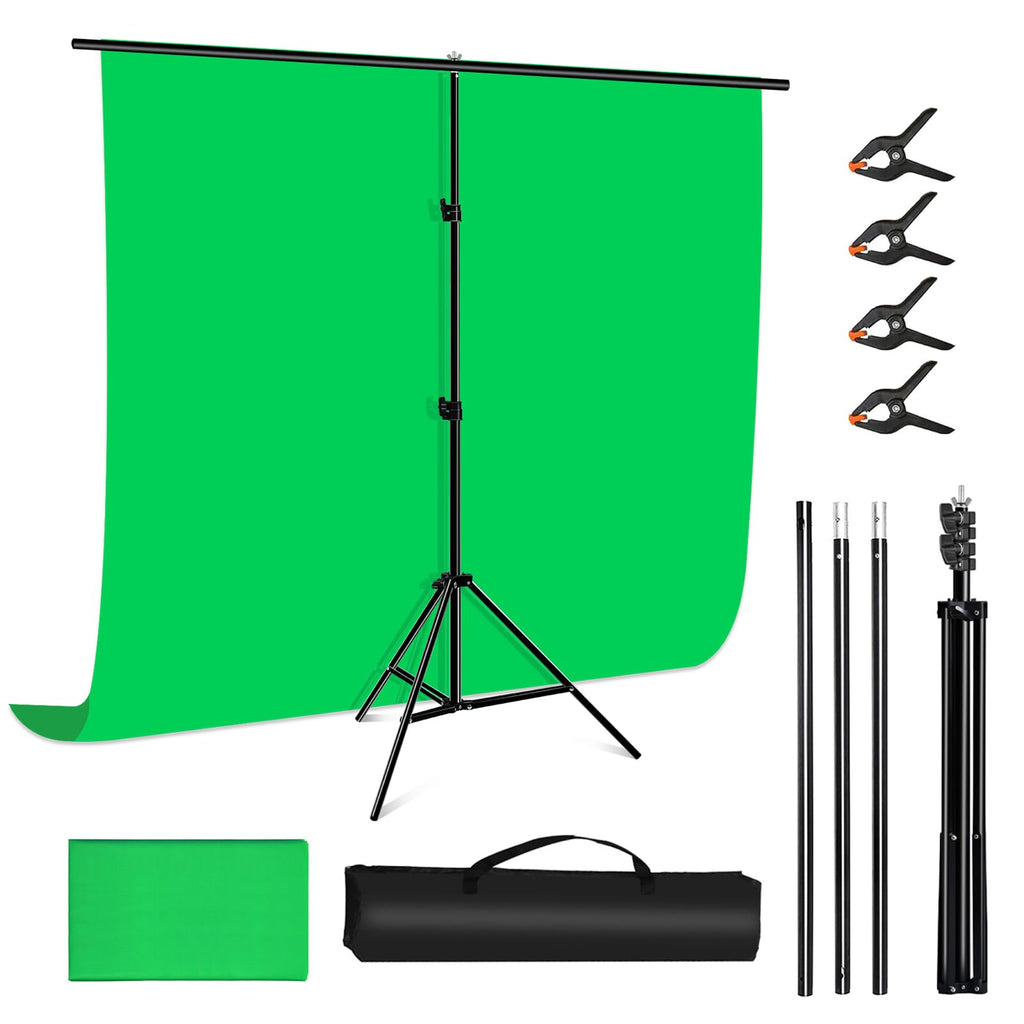 PULUZ Green Screen Backdrop Kit with Stand, 6.5X6.5ft Portable Green Screen Stand kit, GreenScreen Background with Stand Carrying Bag Clamp for Photoshoot, Photography Video, Live Streaming Retail $35.00