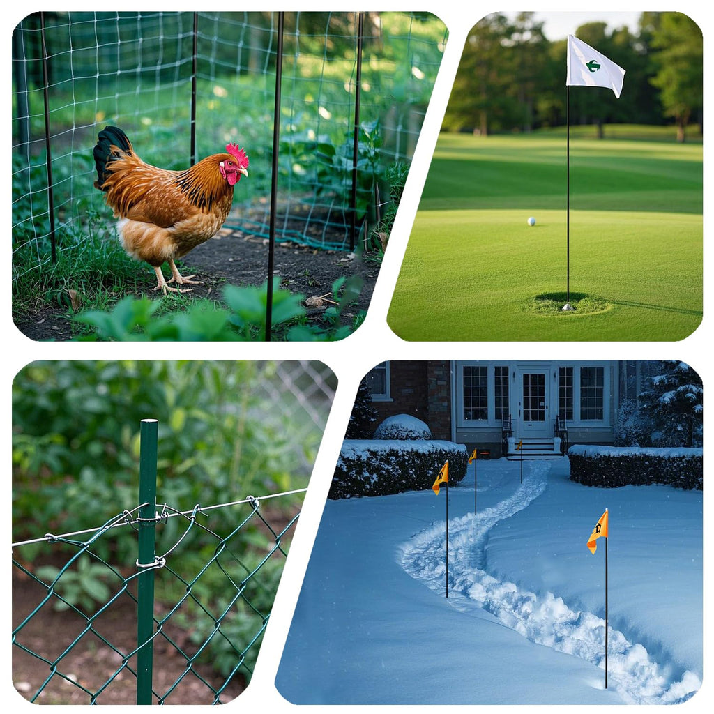Pack 48 inch Solid Fiberglass Plant Support  Trellis Garden Stakes - Green