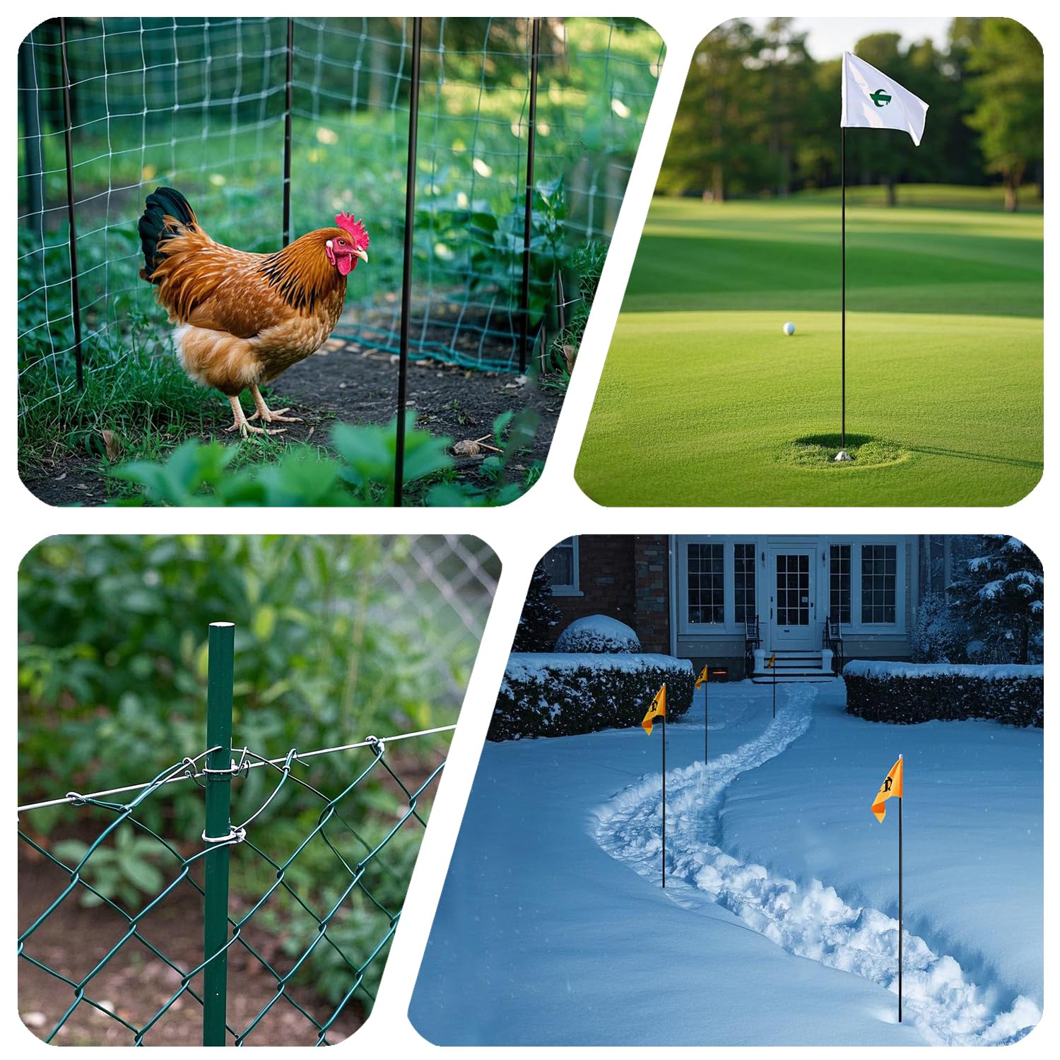 Pack 48 inch Solid Fiberglass Plant Support  Trellis Garden Stakes - Green