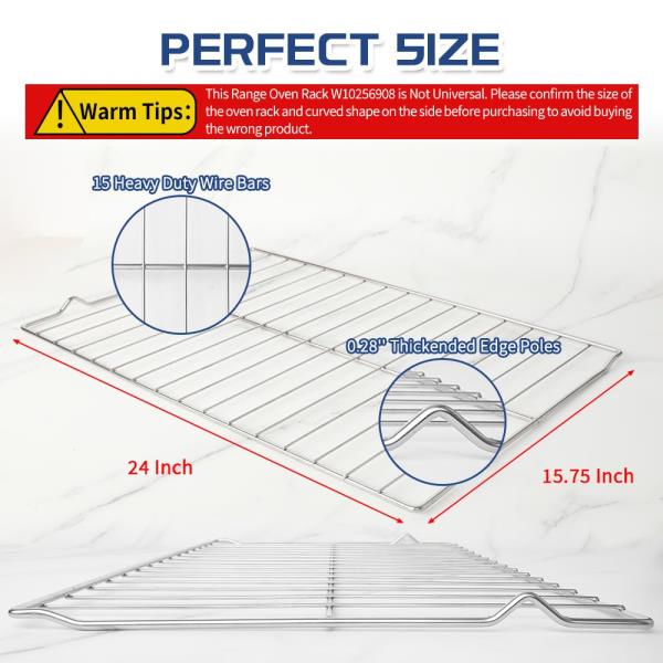Pcs Range Oven Racks W10256908 for WhirlpoolKitchenAid 24 x 15.75