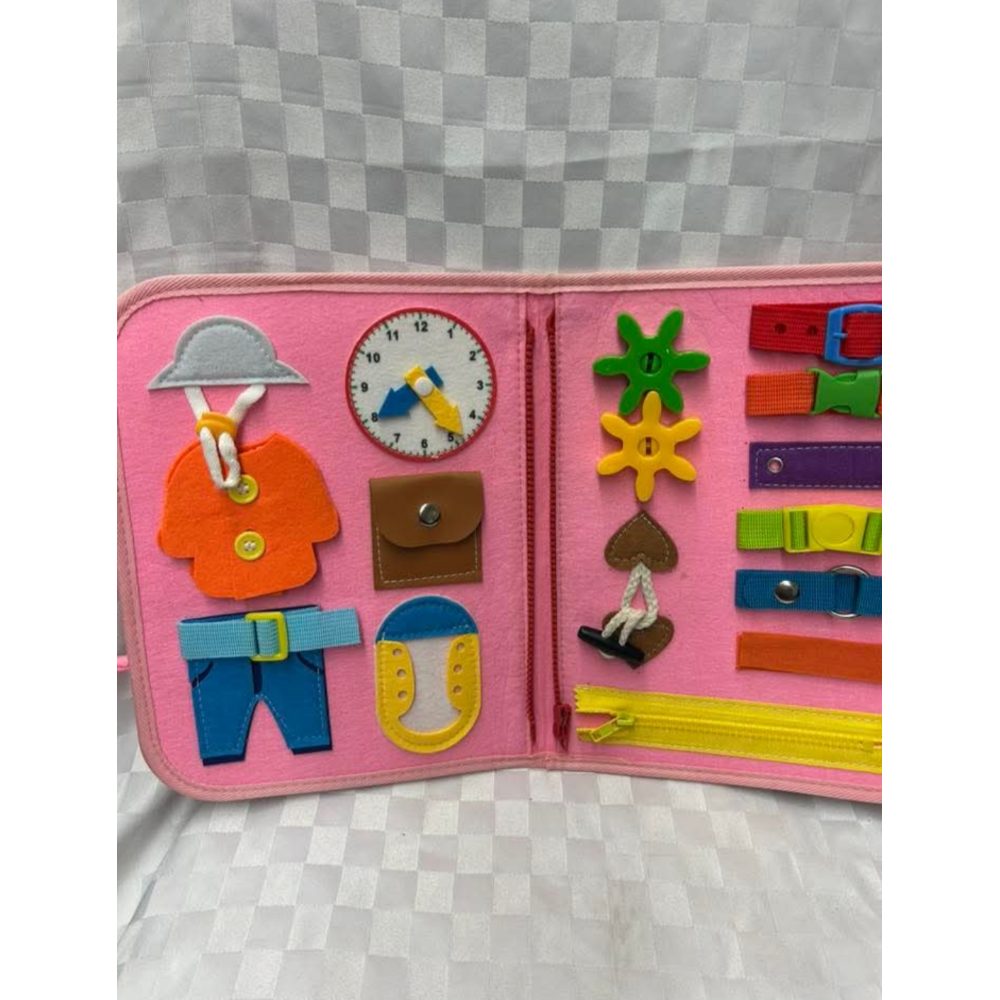 Open-Box New Kids Busy Board Handbag Set with Pink Dinosaur Theme Portable Retail $25.00