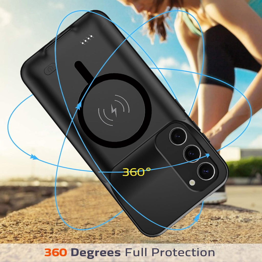 Black 12000mAh Slim Portable Fast Charging Battery Case for Samsung Galaxy S23 Plus