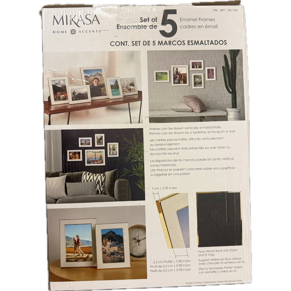White Set of 5 Enamel Photo Frames Retail $35.00
