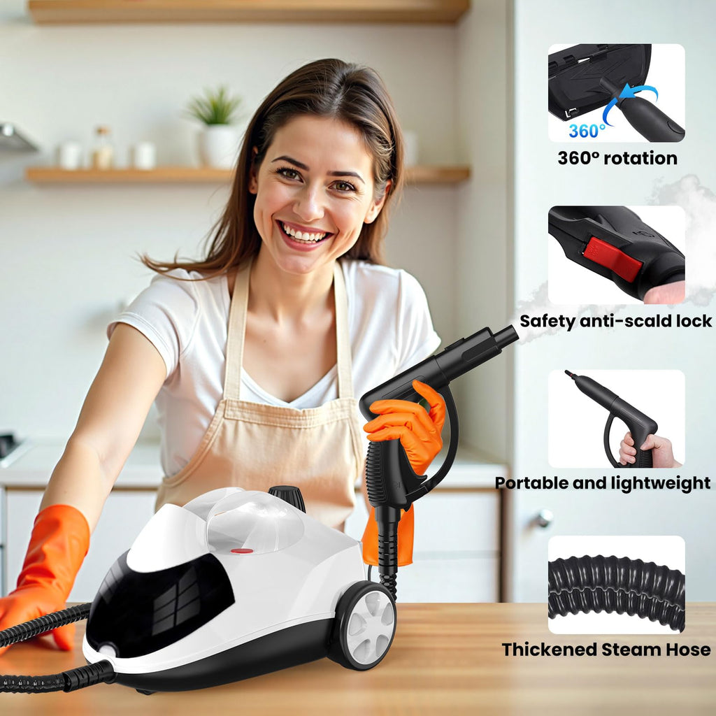 Steam Cleaner 1.5L Steamer for Cleaning Fast Heating 6-in-1 Multi-Surface with 8 Accessories UL499 Certified Heavy Duty Steam Cleaner for Home, Car, Floors, Sofas, Tiles, Grout Steam Cleaners Retail $129.00