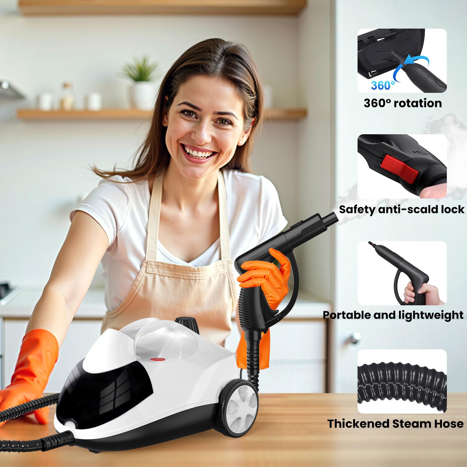 Steam Cleaner 1.5L Steamer for Cleaning Fast Heating 6-in-1 Multi-Surface with 8 Accessories UL499 Certified Heavy Duty Steam Cleaner for Home, Car, Floors, Sofas, Tiles, Grout Steam Cleaners Retail $129.00