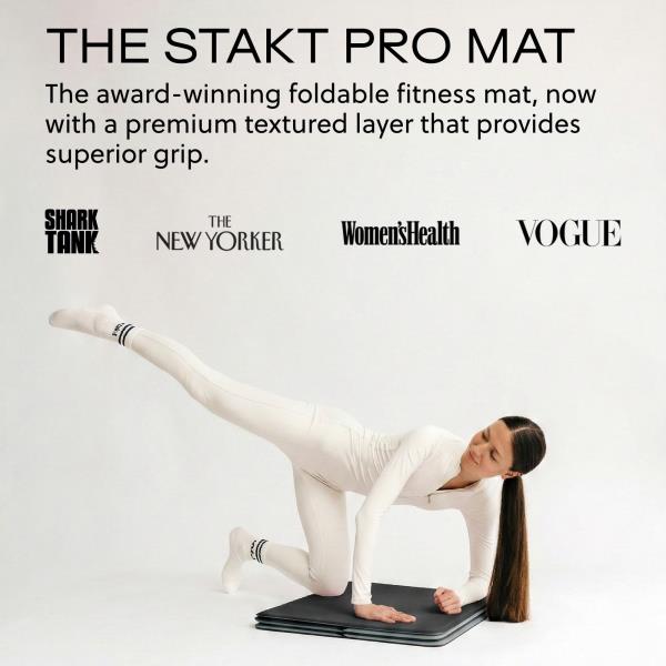 Stakt Foldable Yoga Mat Pro Non-Slip 2-in-1 Fitness Exercise Mat - Black