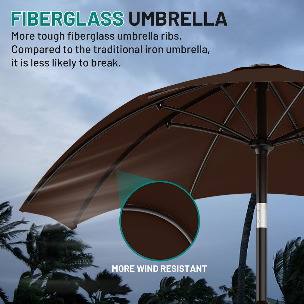 AreShark 10 FT Outdoor Patio Umbrella, Patio Table Umbrella with Push Button Tilt and Crank, Outdoor Patio Umbrellas with 8 Fiberglass Ribs, Patio Umbrellas for Market, Garden, Pool (Brown) Retail $75.00