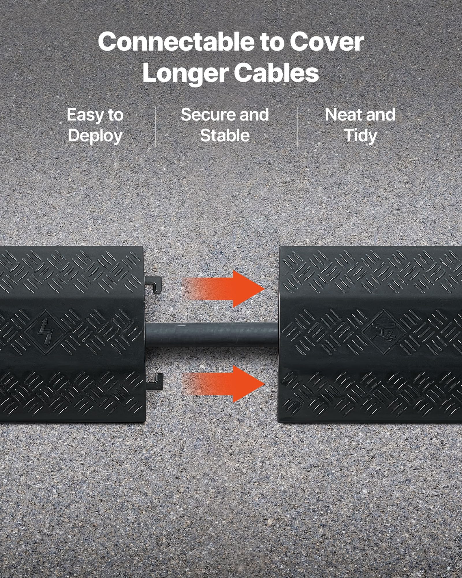 Black 2-Channel Cable Protector Ramp 38.3 Inches 17500 lbs Load Capacity