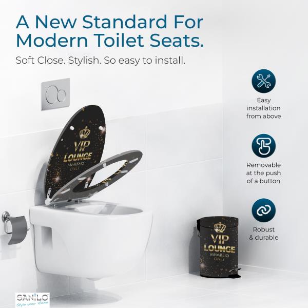 Sanilo Wooden Toilet Seat with Quick Release & Soft Close [ELONGATED] Decorative & Slow Close Molded Wood Seat - With One Click for Easy Installation & Cleaning - With Adjustable Fit (VIP-Lounge) Retail $59.00