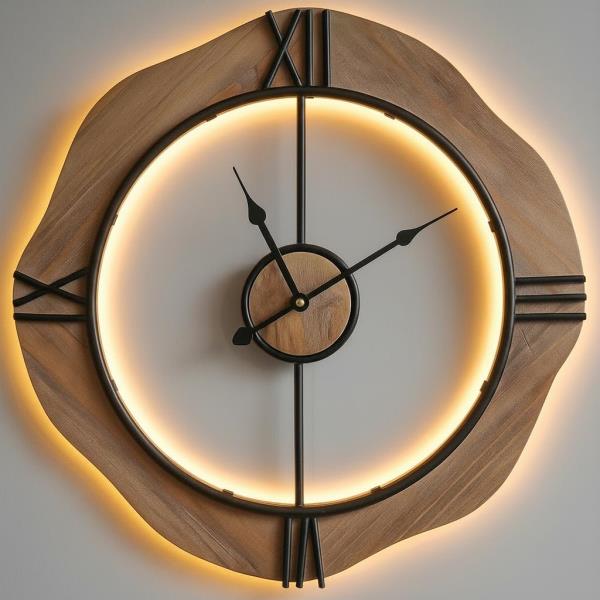 24-Inch Wall Clock with Sound Activated Night Light and Roman Numerals
