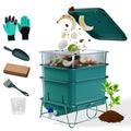 4-Tray 15L Worm Compost Bin for Kitchen Food Waste Green