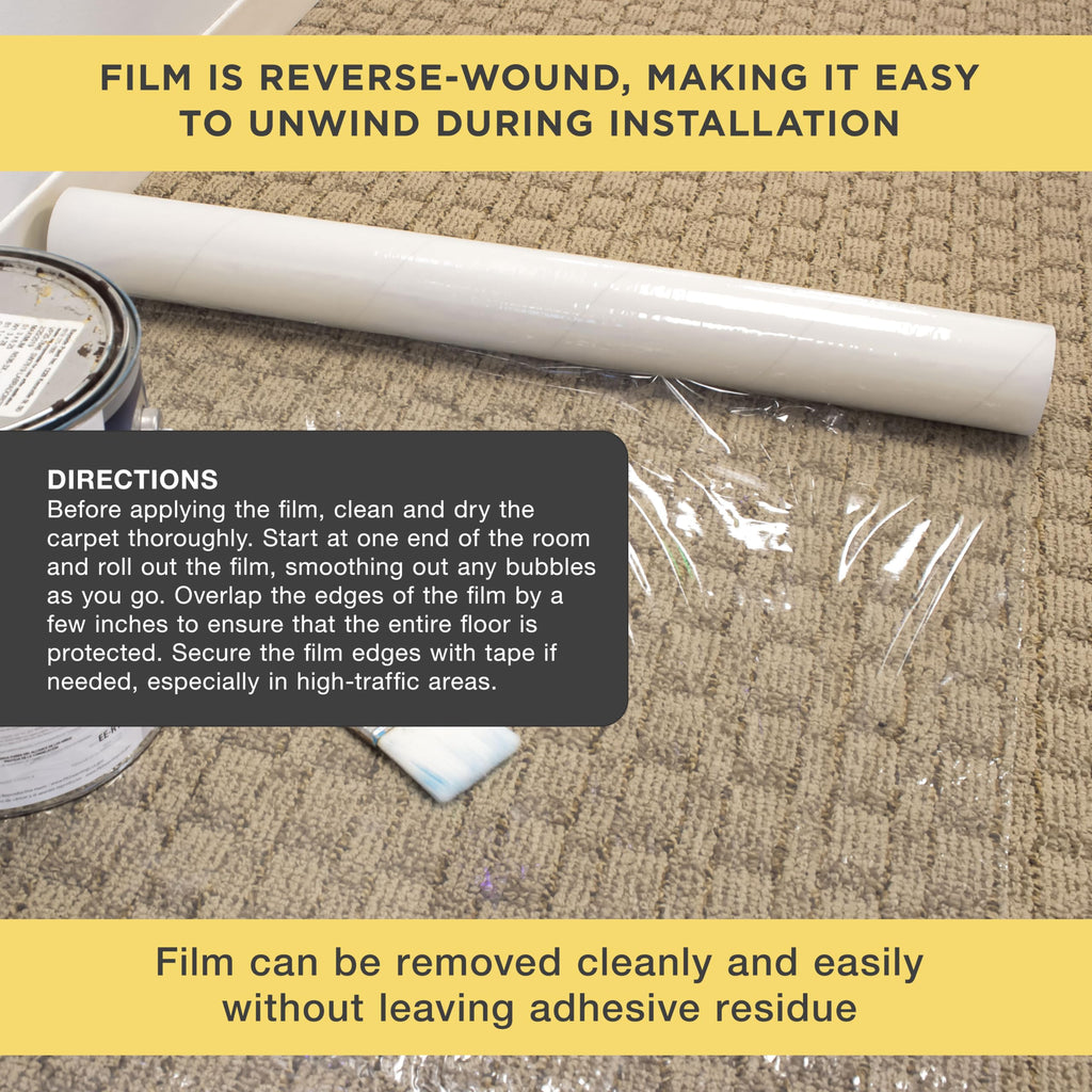 Carpet Protection Film 24-inch x 50-Foot Roll Clear Plastic Temporary Floor Protector Retail $25.00